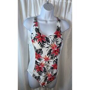 B. You Women’s One Piece Swimsuit Size 18 Vibrant Tropical Hibiscus Palm Leaf